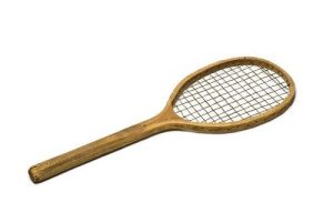 Child's tennis racket, wooden. It belonged to Flora Gattegno from Thessaloniki.