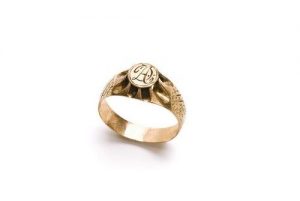 Gold ring with initials 