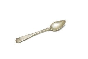 Silver cake spoon with engraved initials 