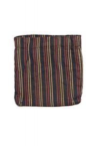 Drawstring bag for phylacteries, black cotton with beige and red stripes, belonged to Baruh Errikos Koffina, Ioannina.