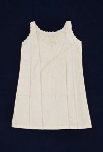Cream cotton nightgown with cutaway embroidery, dowry of Sarah-Nina Borboli, Trikala.