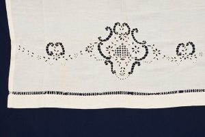 Linen with Broderie Anglaise and lace, belonged to Esther Modiano.