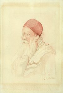 Framed watercolour, old jewish man.