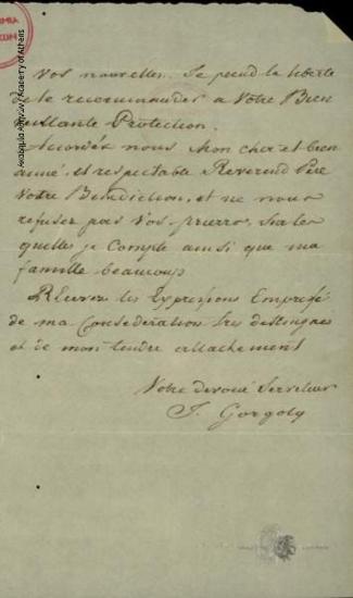 J. Gorgoly προς Κων. Οικονόμο.