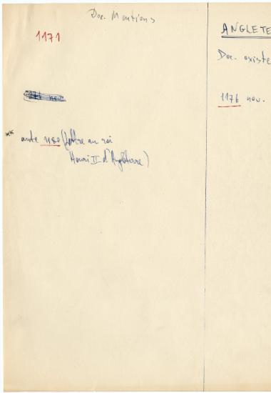 Χειρόγραφος πίνακας παρουσίασης των πηγών που αφορούν στις διεθνείς σχέσεις του Βυζαντίου κατά τον 12ο αιώνα (1071-1204).