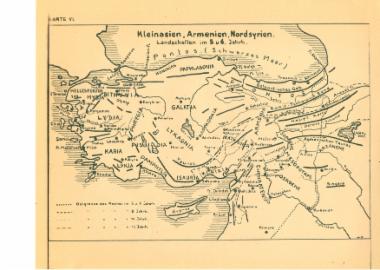 Χάρτης  της Μικράς Ασίας, της Αρμενίας και της Βόρειας Συρίας κατά τον 5ο και 6ο αιώνα.