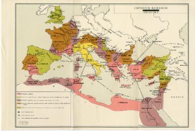 Χάρτες της Ρωμαϊκής αυτοκρατορίας (280 μ.Χ. και 560 μ.Χ.).