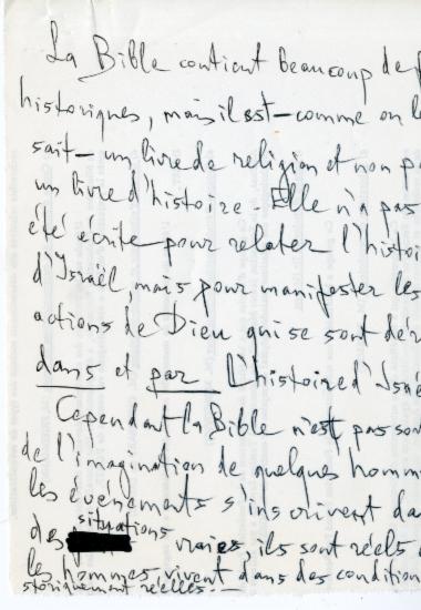 Χειρόγραφες σημειώσεις της Ελένης Αντωνιάδη Μπιμπίκου αναφορικά με την Παλαιά Διαθήκη.