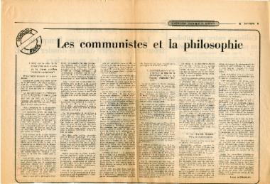 Άρθρο του Louis Althusser στην εφημερίδα L'Humanité με τίτλο Les communistes et la Philosophie.