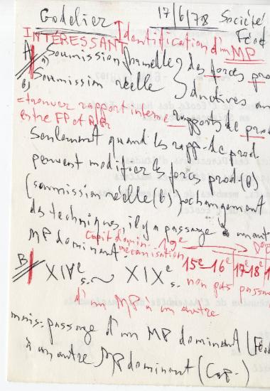 Χειρόγραφες σημειώσεις της Ελένης Αντωνιάδη Μπιμπίκου σχετικά με τον τρόπο ταυτοποίησης ενός τρόπου παραγωγής.