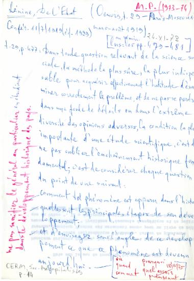 Χειρόγραφες σημειώσεις ανάγνωσης της Ελένης Αντωνιάδη Μπιμπίκου από το έργο του Β