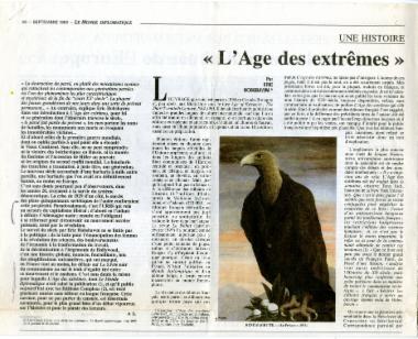 Άρθρο του Eric Hobsbawm στην εφημερίδα Le Monde  Diplomatique σχετικά με το βιβλίο του L'Age des extrêmes.