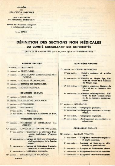 Διάταγμα του Υπουργείου Παιδείας της Γαλλίας στην εφημερίδα της κυβερνήσεως, σχετικά με τη σύνθεση της Συμβουλευτικής Επιτροπής των Πανεπιστημίων (Comité consultatif des universités).