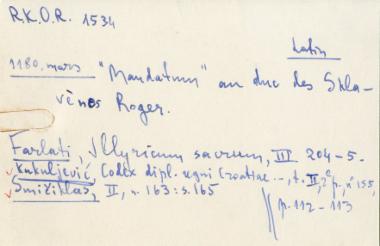 Χειρόγραφες βιβλιογραφικές σημειώσεις  της Ελένης Αντωνιάδη Μπιμπίκου αναφορικά με τις διπλωματικές επαφές του Βυζαντίου με την Σκλαβονία.