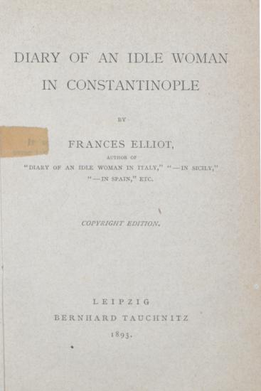 Diary of an idle woman in Constantinople