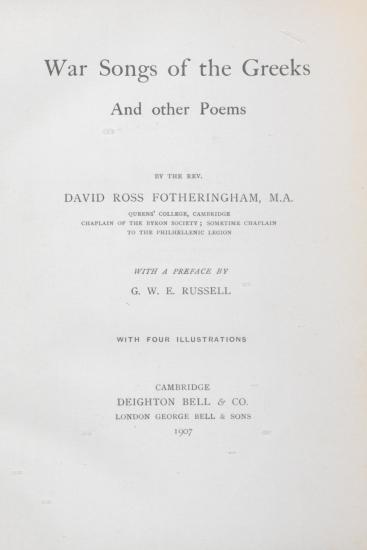 War songs of the Greeks : and other poems