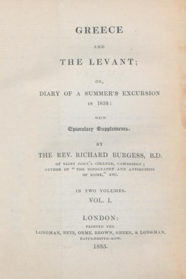 Greece and the Levant : or Diary of a summer's excursion in 1834 : with epistolary supplements.