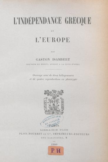 L'indépendance grecque et l'Europe.
