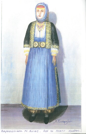 Traditional outfit from Farassa of Asia Menor Plati village of Imathia