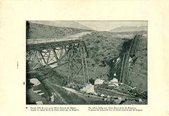 El punete del ferrocarril cerca de Eksisu destruido por los Bulgaros