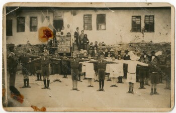 Gym shows at the Primary school of Vesmi (now called Exohi), Prefecture of Drama