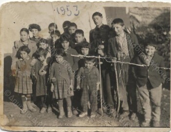 Students outside the primary school Skafi (Kozani)