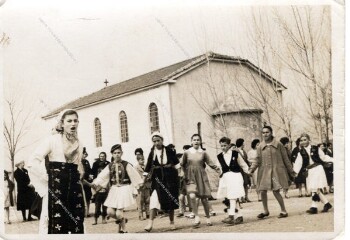 Traditional dance in the church of Stavros village of Veria in 1951