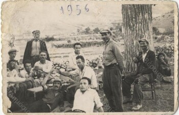 Lunch break outside the coffee house of the village at Skafi Kozani