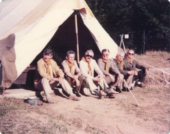 Old Scouts in Kastania Imathia in front of the scene tent