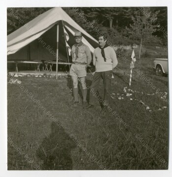 Scouts in front of the tent camp at Kastania village of Imathia