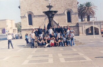 Memorial photograph outside the Metropolitan temple of Rhodes Members of Efxeinos Club of Veria