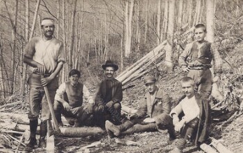 Lumberjacks, somewhere in the kiosk of Kato Seliou, at Mount Vermio