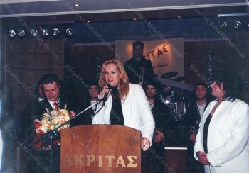 The Olympic Games champion Tasoula Kelesidou gives a speech