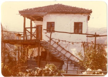 Traditional rural house with an external strairway in Fitia village of Imathia