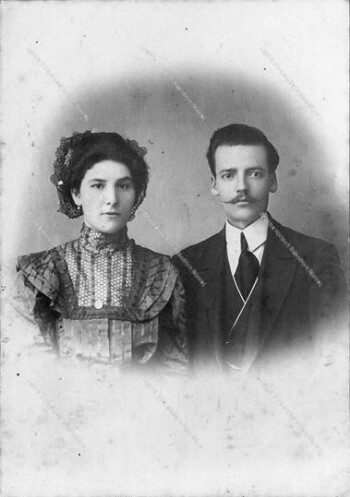 Lazaros and Eirini Siatra's couple. Livadi village in the end of 19th ce.
