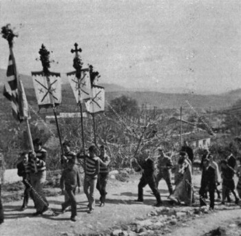 Ceremony of the Banners-Crosses in the 2nd day of Easter, Skra, in the 60s