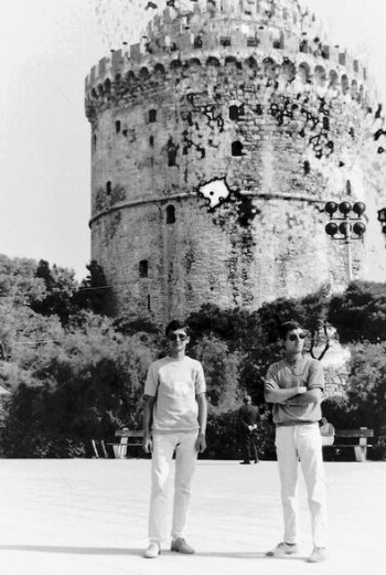 In front of the White Tower in Thessaloniki