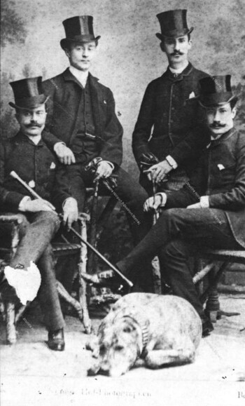 Ο Κόκος Χατζηπέτρος μαζί με συμφοιτητές του, Βερολίνο 1884
