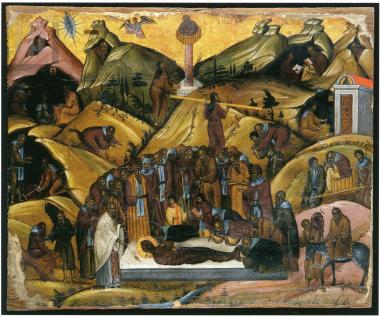 Κοίμηση του οσίου Εφραίμ του Σύρου, εικόνα φορητή