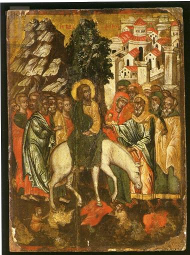 Entry into Jerusalem, templon beam icon fron katholikon of Holy Monastery of Strofades