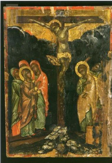 Σταύρωση, εικόνα Δωδεκαόρτου από το τέμπλο του καθολικού της Ιεράς Μονής Στροφάδων