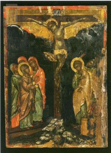 Σταύρωση, εικόνα Δωδεκαόρτου από το τέμπλο του καθολικού της Ιεράς Μονής Στροφάδων