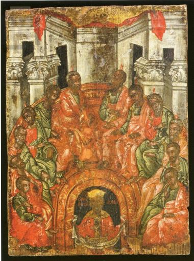 Πεντηκοστή, εικόνα Δωδεκαόρτου από το τέμπλο του καθολικού της Ιεράς Μονής Στροφάδων