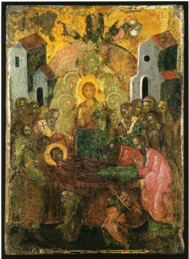 Κοίμηση της Θεοτόκου, εικόνα Δωδεκαόρτου από το τέμπλο του καθολικού της Ιεράς Μονής Στροφάδων