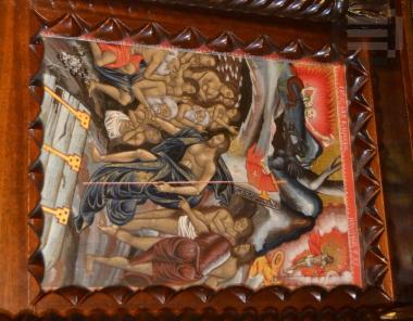 Templon beam icon with the Harrowing of Hell and the Resurrection of Christ