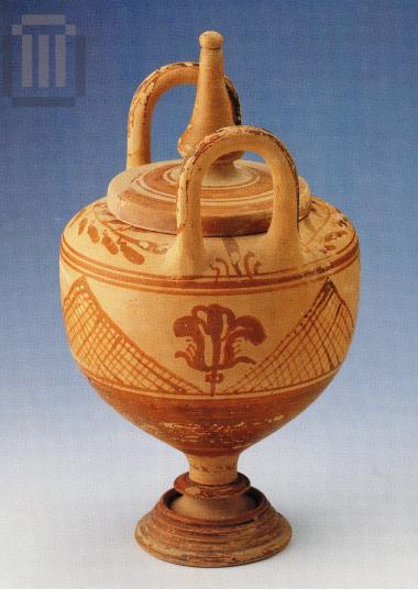 Painted Rhodian pyxis with lid