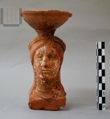 Incense burner in form of a female bust carrying a water jug
