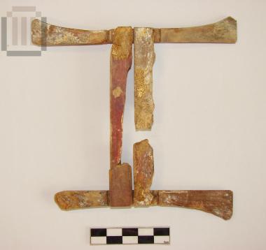 Gilded ivory parts of a wooden comb