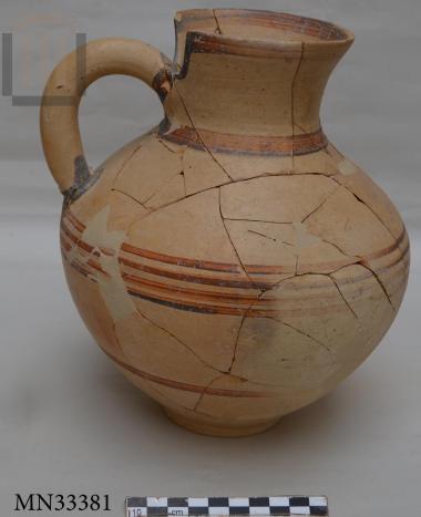 Clay jug with cutaway neck