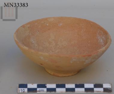 Handleless clay cup, tin-plated